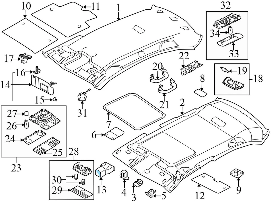 VW JETTA 2011-2014 - Bandeja de almacenamiento de techo 5C6868837 Foto 4 de 4