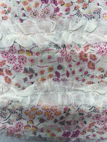 Vera Bradley Scarf Shawl 70x27 White Pink Flowers Wool Blend Soft Summer Costal - Picture 3 of 12