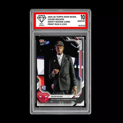 Graded 10 Caleb Wilson 2025-26 TOPPS NOW RC Rookie Card Bulls Draft PRESALE