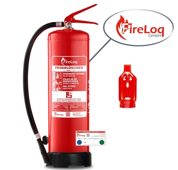 Fireloq® 9L WasserlöScher 13A 4LE Mit PrüFnachweis,Wandhalter Und Manometer-image