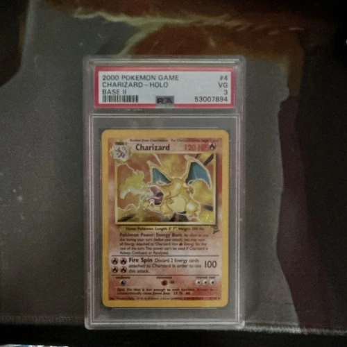Pokemon 2000 Game Base II Charizard Holo Card PSA 3 #4/130 Base Set 2