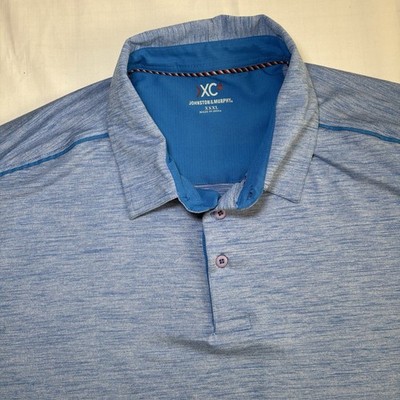 Johnston & Murphy Polo Shirt Mens XXXL Heather Blue  XC4 Performance Golf Flex