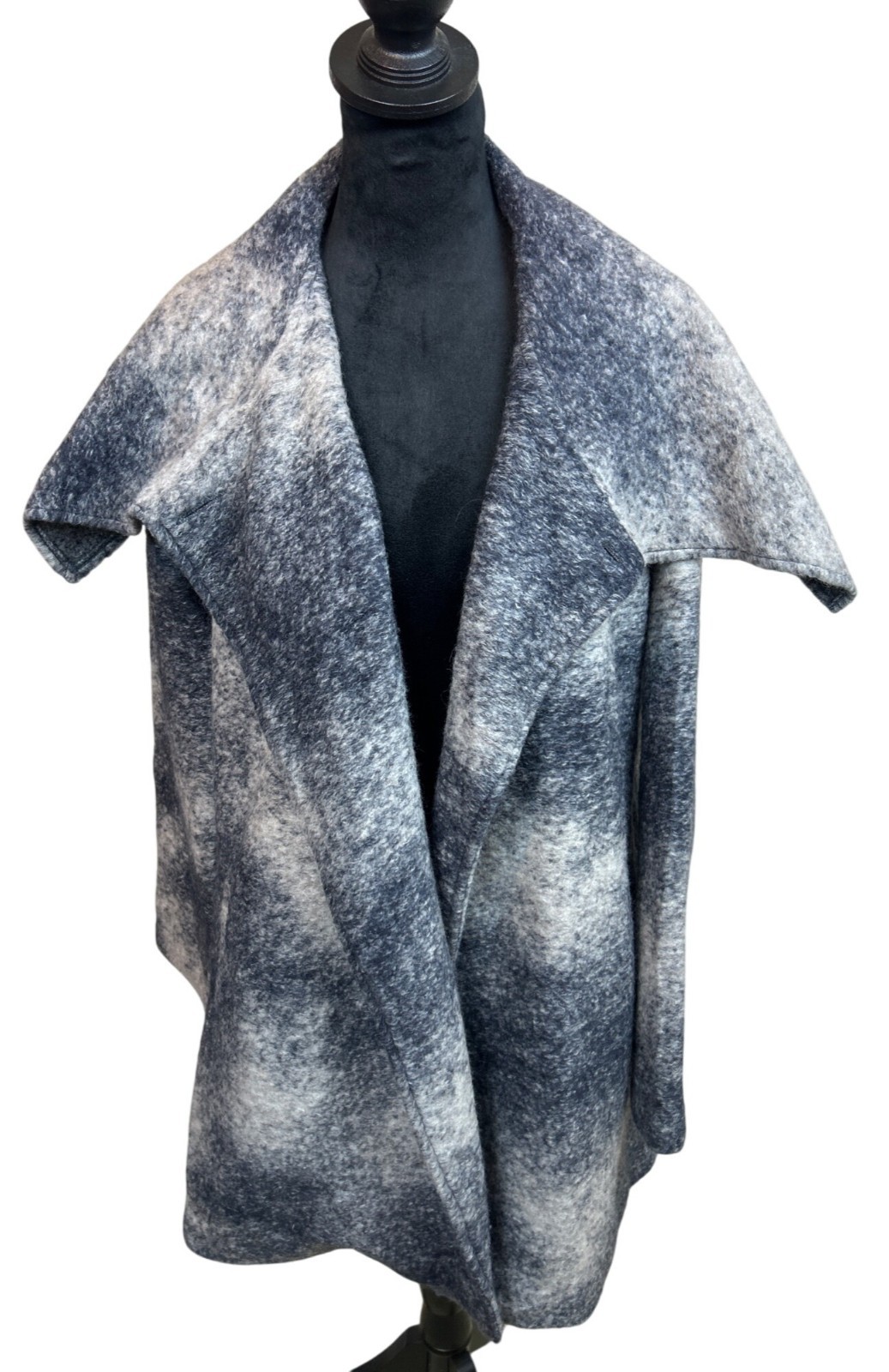 Nanette Lepore Women's L Wool Mohair Open Swing Coat Jacket Gray Pockets Button