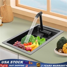Single Bowl Kitchen Bar Sink Hidden Drop-in Kitchen Sink with Folding Faucet