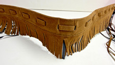 VINTAGE FAUX SUEDE FRINGE TIE BELT BOHO-CHIC WESTERN FASHION-NEW OLD STOCK