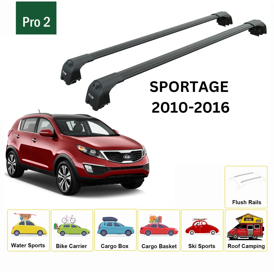Barras transversales para portaequipajes de techo de aluminio negro para Kia Sportage 2010-2016 Foto 2 de 4