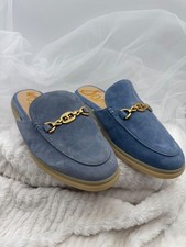 Sam Edelman Womens Kira Bit Mule Blue Stone Mule Loafers Gold Chain Detail 6