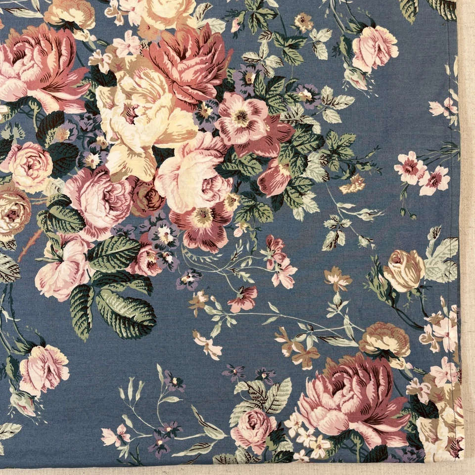 Table Runner Chintz Pink Roses on Blue 9 Feet Extra Long French Country - Image 4 of 4