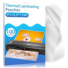 Clear Thermal Laminating Pouches   9 x 11.5 Inch, 3 mil Thick 100 Pack   Pr...