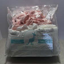 Liz and Roo Crib Teething Rail Cover White Scalloped w/Pink LInen Bows  Ruffle