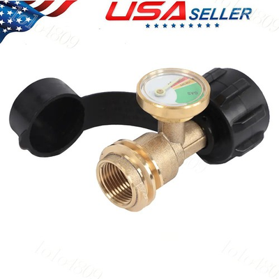 #ad Propane Tank Gauge Brass Adapter w Gas Pressure Level Meter Indicator for BBQ $9.70