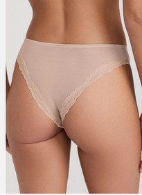 Women's Passion Mesh Lace Trim Chikini - Nylon Beige, size M