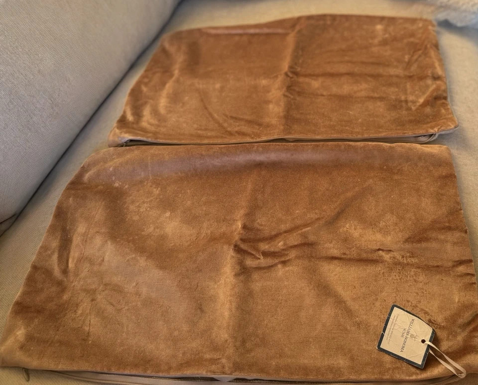 William Sonoma Home Velvet and Linen Set of 2 Throw Pillow Covers - Image 4 of 4