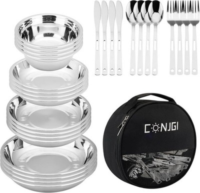 Camping Mess Kits - 28pcs Camping Dinnerware Set Camping Gifts Camping cookware
