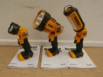 DeWALT 3-TEILIGES 18 V LED ARBEITSSCHEINWERFER TASCHENLAMPE SET DCL040 DCL050 DCL043