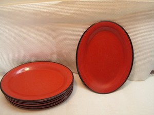 Vintage 6 X G.E.T. OP-950 RED Melamine 9 5/8" x 7 1/4" Oval Platter NSF USED!