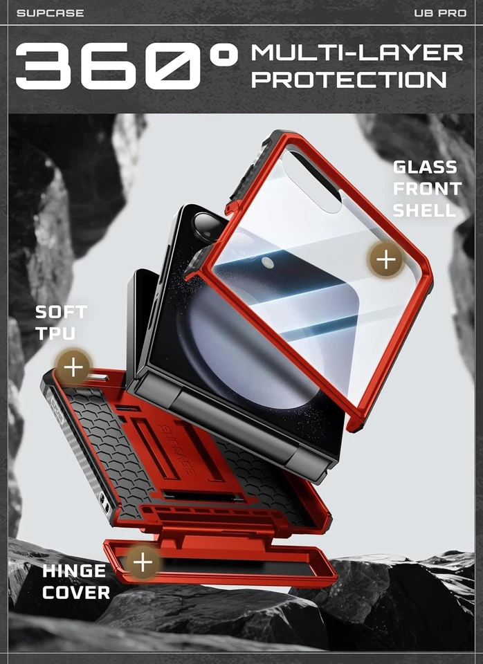 SUPCASE Funda Protectora de Pantalla 9H Incorporada con Soporte para Samsung Galaxy ZFlip 7 Foto 3 de 4