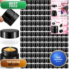 Norme 140 Pack 10 ml Glass Cosmetic Jars Black Plastic