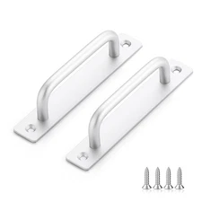 Barn Door Handles Silver Sliding Cabinet Pulls Zinc Alloy Hardware 2 Pack