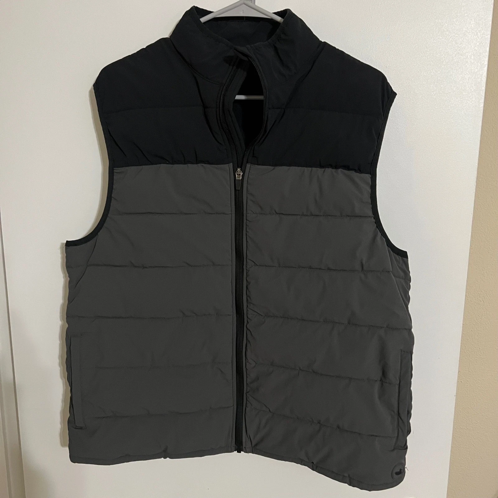 Southern Marsh Mens Puffer Vest Charcoal Grey Black Colorblock Full Zip Large