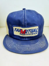 Vtg K Brand USA MADE Farm Mutal Insurance Patch Trucker Hat Snapback Cap Vintage