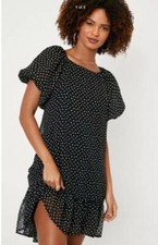 Nasty Gal - Black Polka Dot Print Tie Back Mini Dress - Size 10