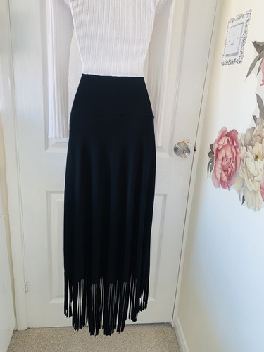 Joseph Ribkoff Black Skirt With Fringes Low High Length Uk Size 12 - Picture 13 of 15
