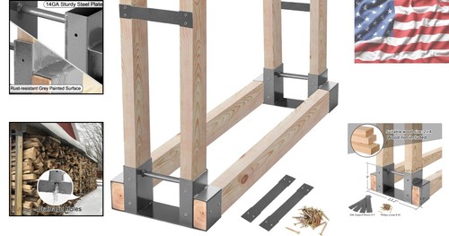 Rust-Proof Outdoor Firewood Log Storage Rack - Customizable Length & Heavy Duty - Picture 2 of 9