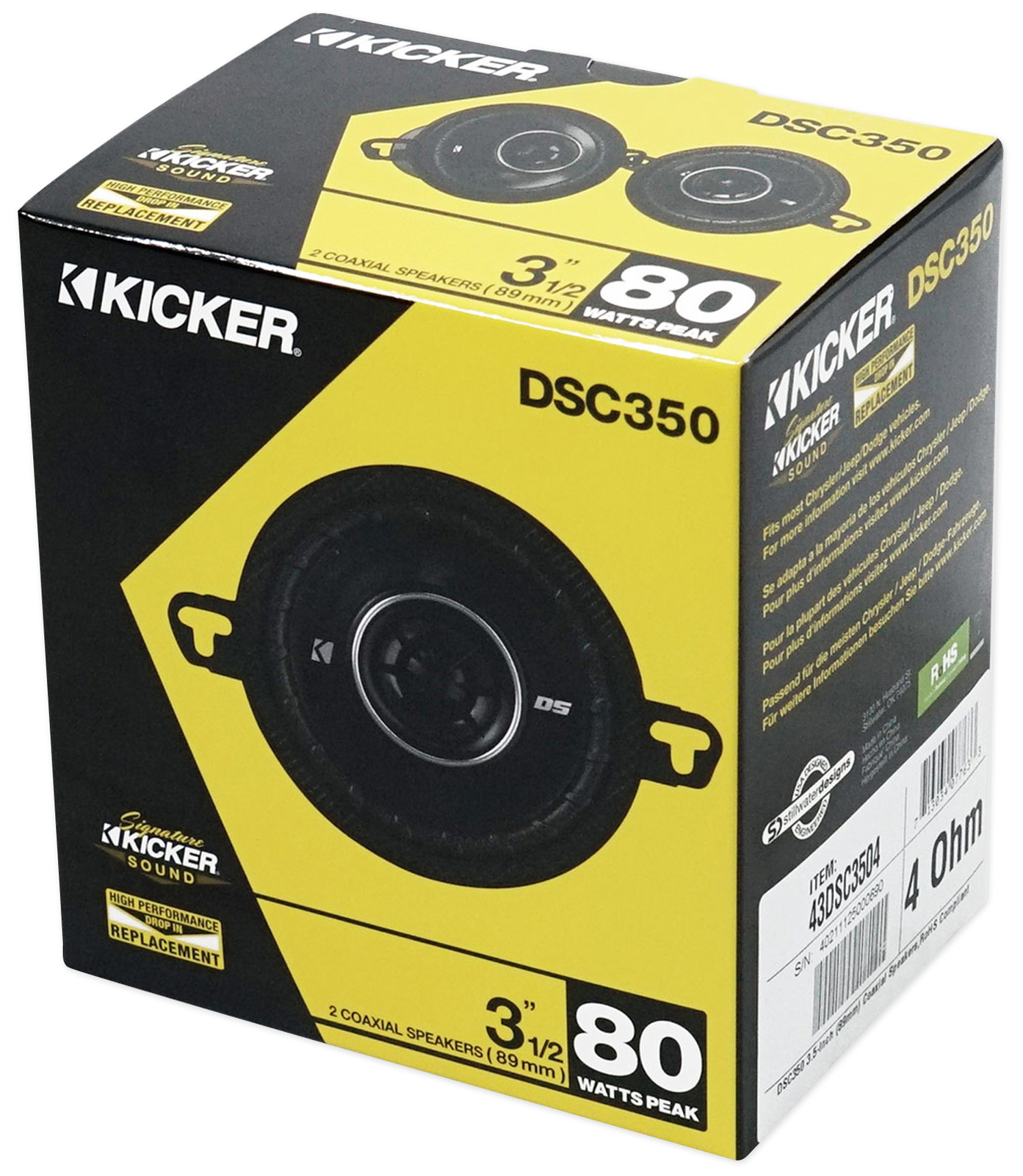 4 Kicker 43DSC3504 DSC350 мощностью 80 Вт 35 3 12 2-Двухсторонние автомобильные стереодинамики DS350