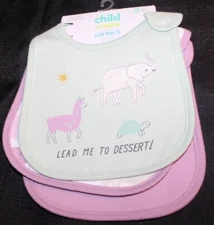 New Carter's Child of Mine Baby Girl Cotton Drool Baby Bib, 3 Pack