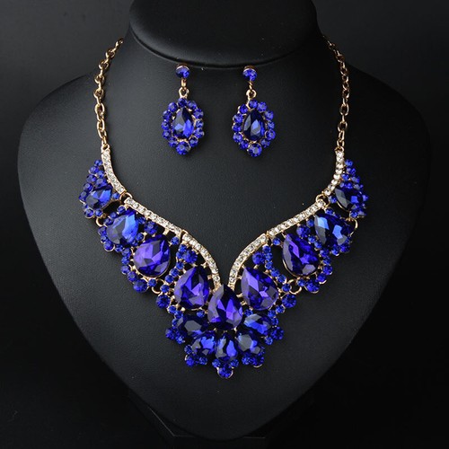 Women Crystal Bridal Wedding Jewelry Set Necklace Earrings Statement Party Gifts - Picture 40 of 72