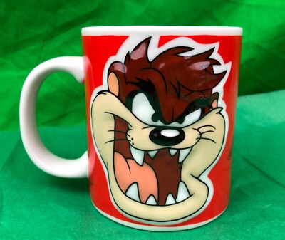 Tasmanian Devil Coffee Cup Mug Six Flags TAZ 3-D Look Looney Tunes 2000