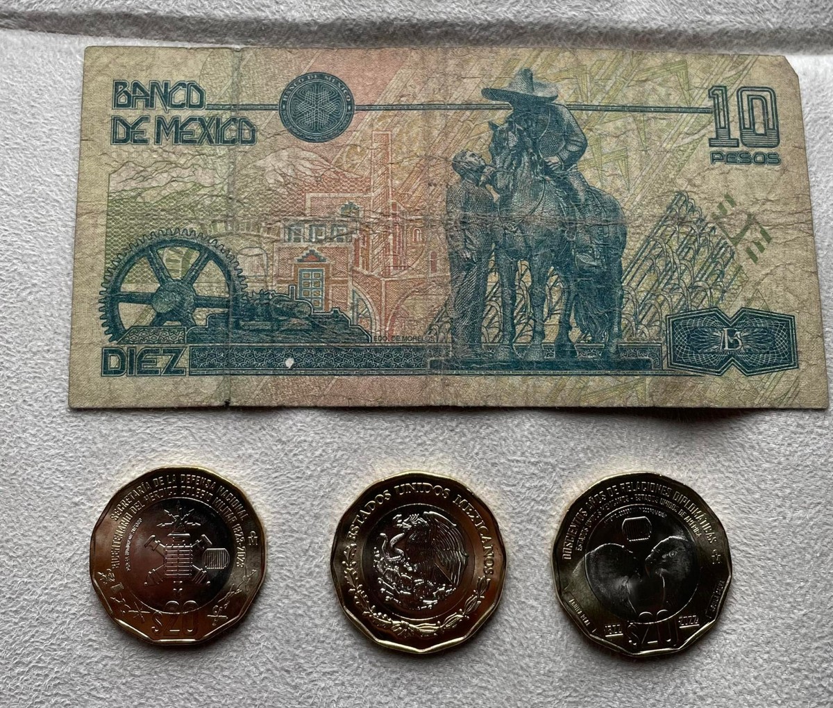 コレクション Mexico coin 1996 10 peso 5 OZ 1996 Mexico banknote 10 Peso. Mexican ZAPATA USED & coins 20
