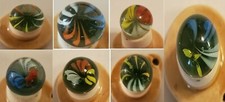 Vintage Lot Mixed Caged Catseye 9 Vane 3 Color Marbles Cats Eye Free Ship L8