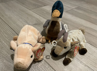 TY BEANIE BABYS SPITZBART JAKE KNUCKLES ZIEGE MULLARD ENTE SCHWEIN Plüschtier im Ruhestand