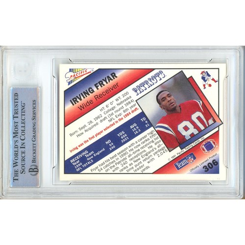 1991 Pacific #306 Irving Fryar Signed Card AUTO Beckett BAS Slabbed Patriots - Picture 2 of 6