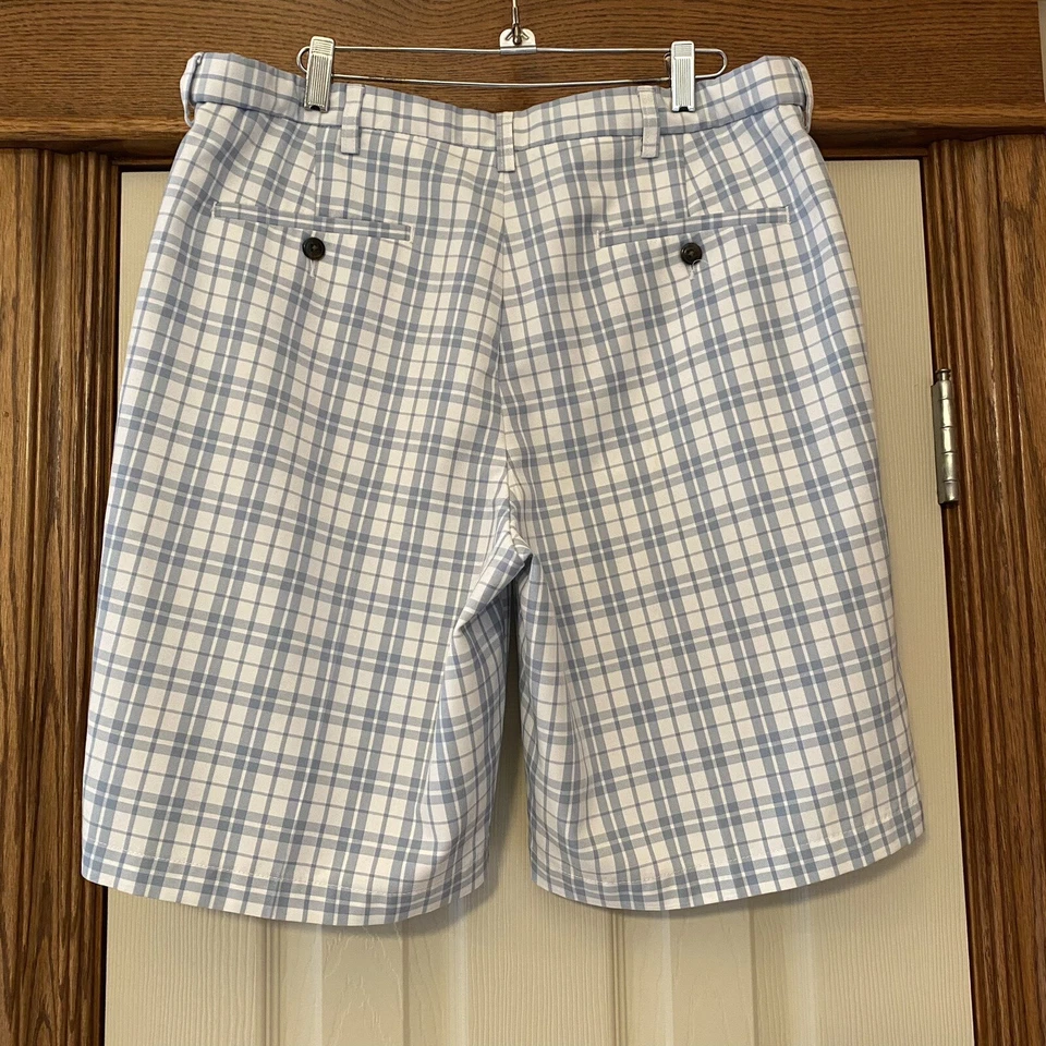 Haggar 男式蓝色窗玻璃平前短裤 Adj 腰围 34 码 — 第 3/4 张图片