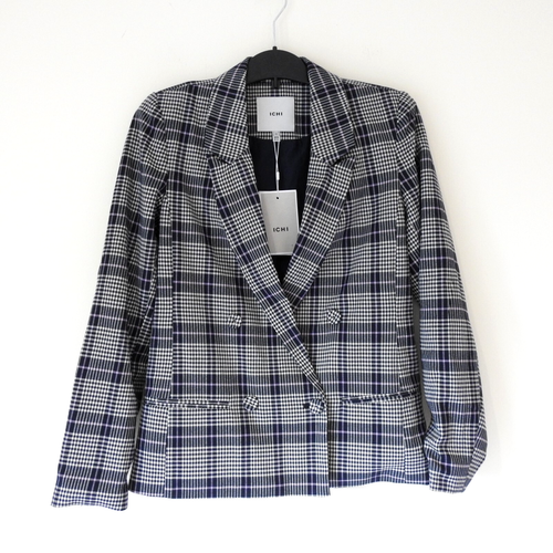 ICHI Mujer Chaqueta Ihadda Blazer Talla 34 Cuadros Nuevo Con Etiquetas