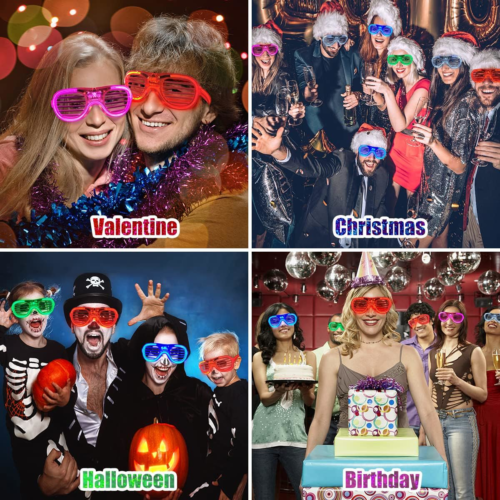 25 Packs LED Glasses 5 Neon Colors glow in the dark party supplies Favor for Up - Picture 4 of 9