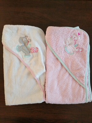 ERGEE Baby Towels / Bath Towels with Unicorn Embroidery * White Pink