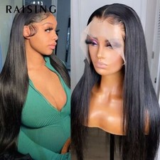 Straight Human Hair Lace Front Wig HD Lace Front Wig 13x4x1 Frontal Wigs Black