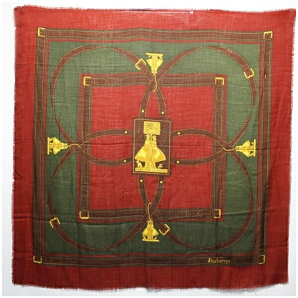 Authentic Burberry Wool/Silk Stole Large Brown x Multicolor Used C