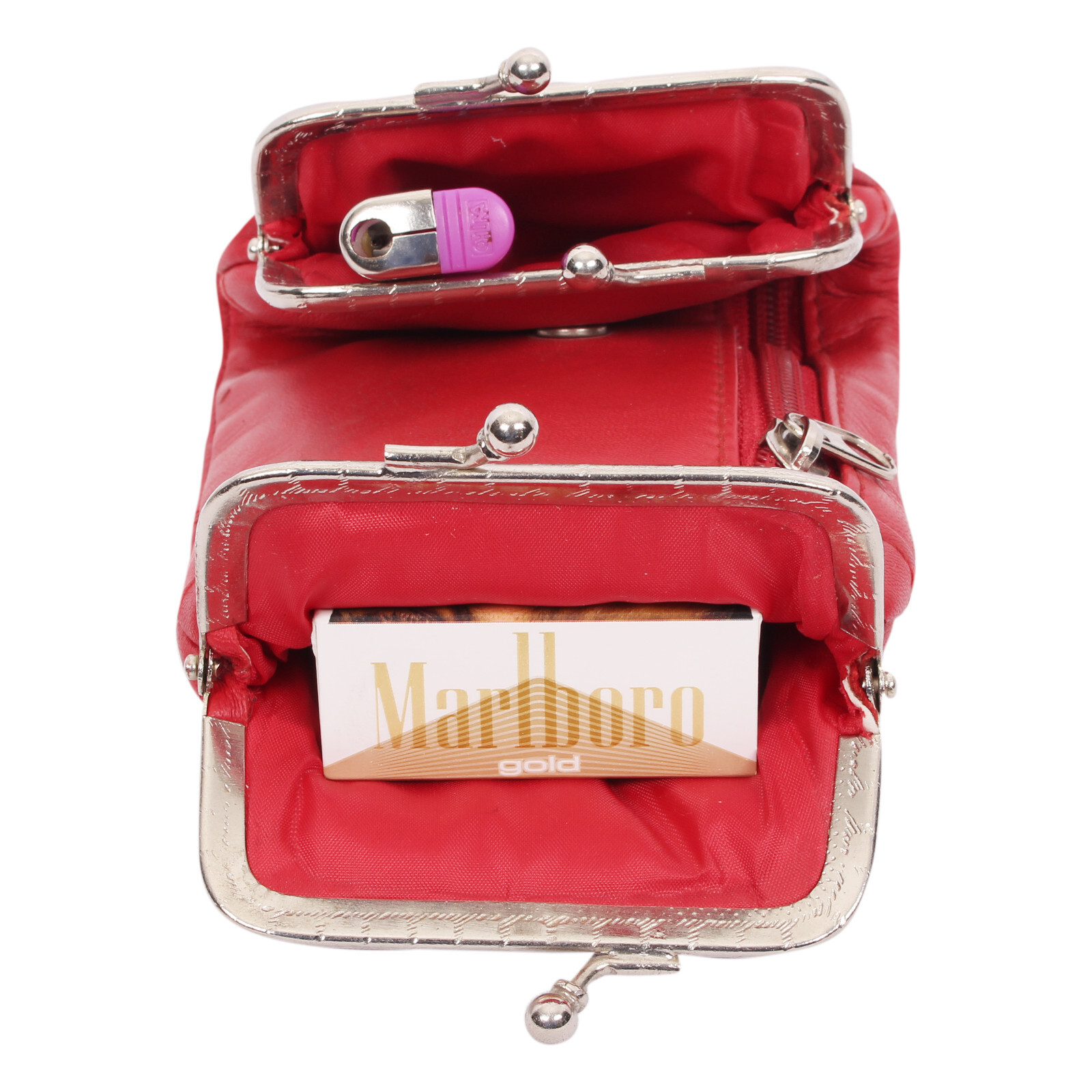 Genuine Leather Cigarette and Lighter Case with Twist Clasp