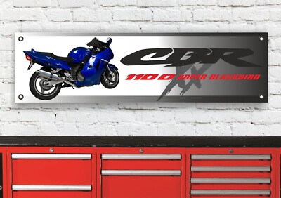 BR145B CBR1100 XX BLACKBIRD BLAU GARAGE WERKSTATT FLEXIBLES BANNER SCHILD GESCHENK