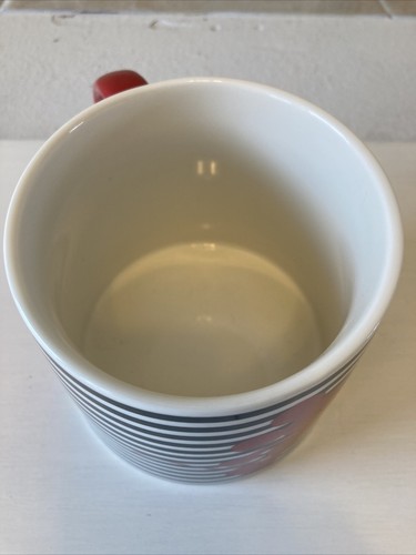 Disney Mickey Mouse Porzellan Becher groß 24 Unzen rot schwarz weiß Streifen - Bild 6 von 7