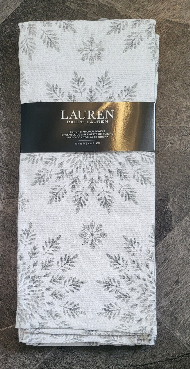 Ralph Lauren White/Silver Cotton Tea Towel Pack Kitchen Tea