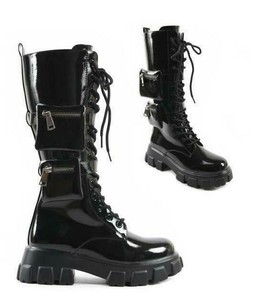 Mujer Damas Tacón Bajo Bolsa Suela Gruesa Punk Goth Biker Pantorrilla Botas  Cremallera Reino Unido | eBay