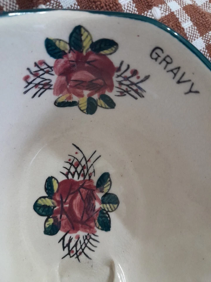 Винтажный керамический сепаратор для соуса с цветочным рисунком без капель других производителей с ручной росписью - Изображение 4 из 4