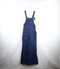 Vintage 70s Womens Medium Braided Denim Flared Bell Bottoms Overalls Blue USA