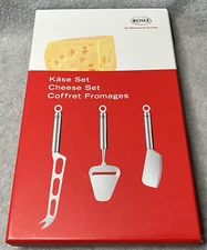 Rösle Cheese Knives: Kase Set 3-Cheese Cleaver, Scalloped Cheese Knife & Slicer